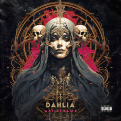 Dahlia gothic metal cover art design - for Gothic Metal, Alternative Metal Music - Dark Fantasy, Dark Surrealism Style - in Black, Grey Color