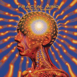 Fractal Mind psychedelic cover art design - for Psychedelic Rock, Progressive Rock Music - style Psychedelic Art, Surrealist - in Blue, Orange Color