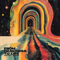 From Darkness to Life cover art design - for Psychedelic Rock, Space Rock Music - Surrealist, Psychedelic Art Style - in Black, Yellow Color