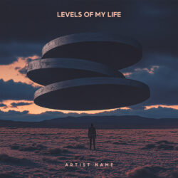 Levels of My life cover art design - for Ambient, Progressive Rock Music - 3D Render, Conceptual Art Style - in Orange, Blue Color