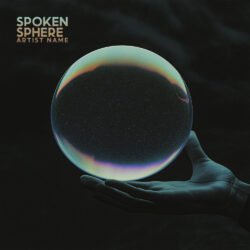 Spoken sphere cover art design - for Ambient, Dark Ambient Music - style Abstract, Cinematic Style - in Green, Blue Color