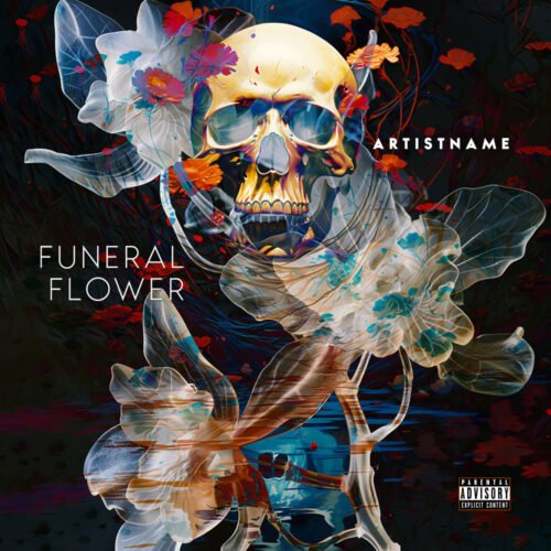 Funeral Flow premade cover art design - for Dark Pop, Alternative Rock Music - style Dark Fantasy, Surrealist - in Black, Blue Color