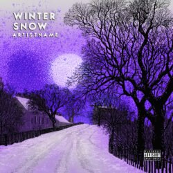 Winter Snow premade cover art design - for Ambient, Dark Ambient Music - style Illustrated, Monochrome - in Purple, White Color