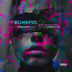 Blindfold premade cover art design - for Alternative Hip-Hop, Dark Pop Music - style Abstract, Collage - in Pink, Blue Color