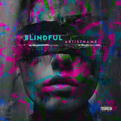 Blindfold premade cover art design - for Dark Pop, Alternative Rock Music - Abstract, Digital Painting Style - in Pink, Blue Color