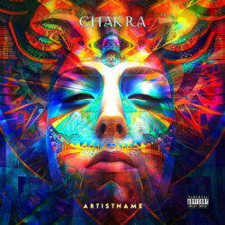 Chakra premade cover art design - for Psytrance, Electronic Music - Psychedelic Art, Sacred Geometry Style - in Blue, Red Color