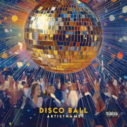Disco Ball premade cover art design - for Disco, Nu-Disco Music - Impressionism, Oil Painting Style - in Yellow, Blue Color