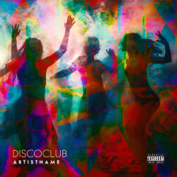 Disco club premade poster cover art - for Disco, Nu-Disco Music - Chromatic Art, Digital Art Style - in Red, Green Color