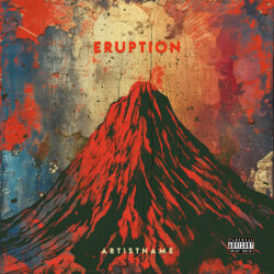 Eruption premade cover art design - for Alternative Rock, Hard Rock Music - Digital Painting, Expressionism Style - in Red, Orange Color