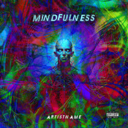 Mindfulness premade cover art design - for Psychedelic Rock, Psytrance Music - Psychedelic Art, Digital Painting Style - in Blue, Green Color
