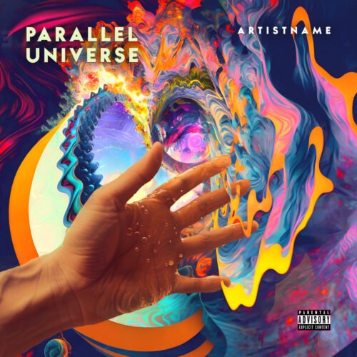 Parallel Universe premade cover art design - for Electronic, Synth-Pop Music - style Abstract, Surrealist - in Blue, Orange Color