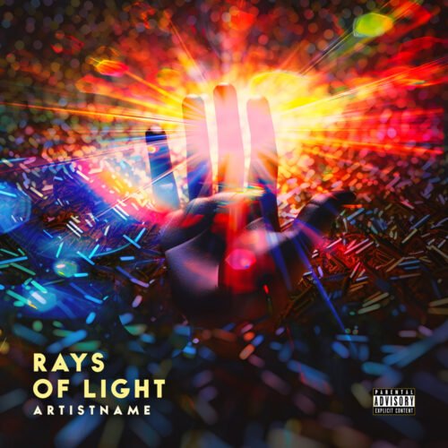 Rays of light premade cover art design - for Ambient, Dance-Pop Music - style Abstract, Cinematic Style - in Red, Orange Color