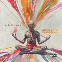 Consciousness Psychedelic Album Cover Art - for Alternative Rock, Ambient Music - style Abstract, Action Painting - in Red, Orange Color