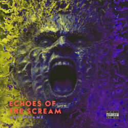 Echoes of the Scream Death Metal Premade Cover Art - for Deathcore, Metalcore Music - Dark Surrealism, Digital Painting Style - in Yellow, Purple Color