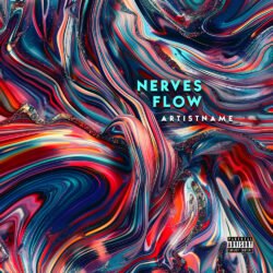 Nerves Flow Neural-Inspired Album Cover Art - for Electronic, Ambient Music - style Abstract, Modern Art - in Red, Blue Color