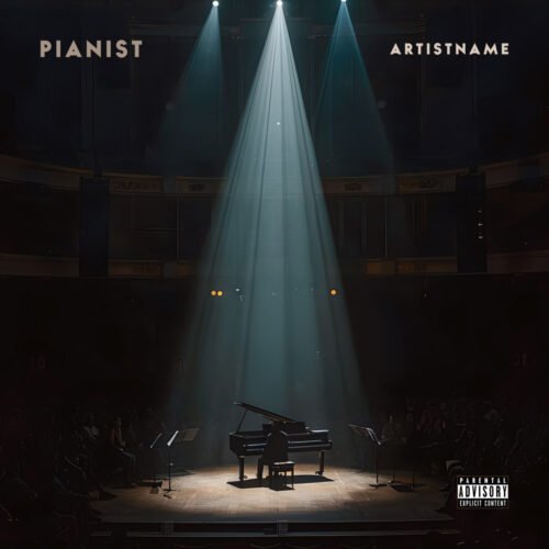 Pianist Classical Album Cover Art - for Classical, Modern Classical Music - style Cinematic Style, Photographic - in Black, White Color