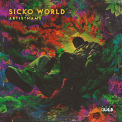 Sicko World Psychedelic Premade Cover Art - for Trap, Alternative Hip-Hop Music - Digital Painting, Psychedelic Art Style - in Green, Red Color