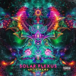 Solar Plexus Visionary Album Cover Artwork - for Psytrance, Trance Music - style Abstract, Psychedelic Art - in Blue, Green Color