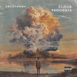 Cloud Thoughts Surreal Lo-Fi Cover Art - for Alternative Rock, Indie Rock Music - style Surrealist, Double Exposure - in Orange, Brown Color