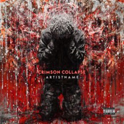Crimson Collapse Metalcore Album Cover Art,Crimson Collapse Metalcore Album Cover Art Design - for Alternative Metal, Deathcore Music - style Action Painting, Dark Surrealism - in Red, Black Color