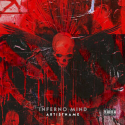 Inferno Mind Hardcore Metal Album Cover Art - for Death Metal, Black Metal Music - Dark Fantasy, Dark Surrealism Style - in Red, Black Color