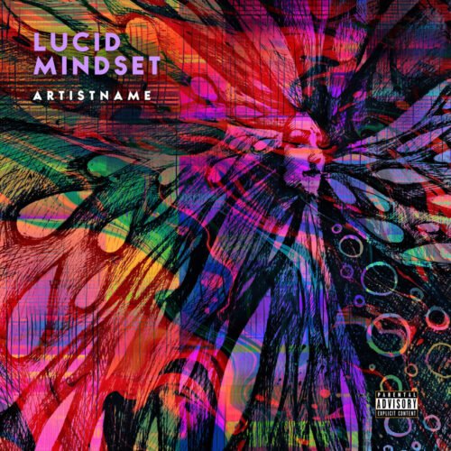 Lucid Mindset Psychedelic Rock Album Cover Art - for Alternative Hip-Hop, Cloud Rap Music - style Abstract, Acid Graphics - in Red, Orange Color