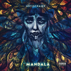 Mandala Dark Psychedelia Album Cover Art - for Psychedelic Rock, Progressive Rock Music - Psychedelic Art, Digital Painting Style - in Blue, Yellow Color