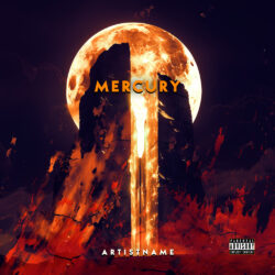 Mercury Dark Ambient Electronic Album Cover Art - for Alternative Metal, Dark Synth Music - 3D Render, Cinematic Style Style - in Red, Orange Color