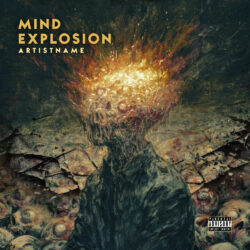Mind Explosion Dark Surreal Heavy Album Cover - for Death Metal, Black Metal Music - Dark Surrealism, Expressionism Style - in Black, Yellow Color