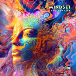 Mindset Psychedelic Trance Album Cover Art - for Ambient, Chillout Music - style Abstract, Conceptual Art - in Blue, Orange Color
