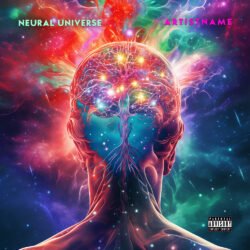 Neural Universe Psychedelic Trance Album Cover - for Electronic, Ambient Music - style Sci-Fi Style, Surrealist - in Red, Blue Color