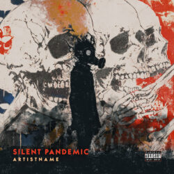 Silent Pandemic Nu Metal Album Cover Art - for Industrial Metal, Deathcore Music - Dark Surrealism, Digital Painting Style - in Black, White Color