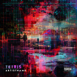Tetris Album Cover Art - for Electronic, Synth-Pop Music - Glitch Art, Synthwave Style Style - in Red, Pink Color