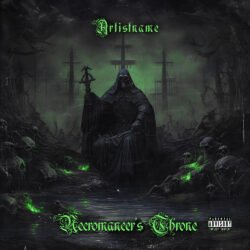 Necromancer's Throne Death Metal Album Cover Art - for Black Metal, Death Metal Music - style Dark Fantasy, Gothic Art - in Green, Black Color