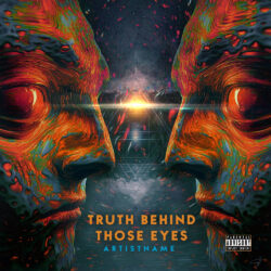 Truth Behind Those Eyes Dark Surreal Album Cover Art - for Progressive Metal, Alternative Rock Music - Digital Painting, Dark Surrealism Style - in Red, Orange Color