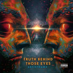 Truth Behind Those Eyes Dark Surreal Album Cover Art - for Alternative Metal, Progressive Metal Music - style Psychedelic Art, Surrealist - in Red, Orange Color