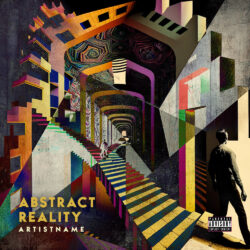 Abstract Reality Progressive Electronic Album Cover Art - for Progressive Rock, Psychedelic Rock Music - Abstract, Surrealist Style - in Yellow, Purple Color