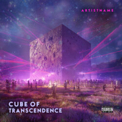 Cube of Transcendence Progressive Trance Album Cover Art - for Ambient Pop, Dark Synth Music - 3D Render, Cinematic Style Style - in Pink, Purple Color
