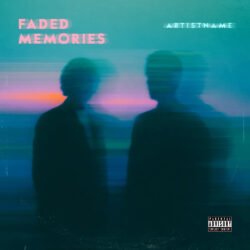 Faded Memories Indie Electronica Album Cover Art - for Synth-Pop, Indie Pop Music - style Glitch Art, Photographic - in Blue, Pink Color