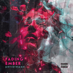 Fading Ember Darkwave Album Cover Art Design - for Dark Pop, Synth-Pop Music - Digital Art, Dark Surrealism Style - in Red, Pink Color