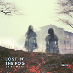 Lost in the Fog Dark Ambient Horrorcore Album Cover Art - for Dark Ambient, Darkwave Music - Double Exposure, Dark Surrealism Style - in Grey, Black Color