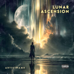 Lunar Ascension Dark Ambient Cover Art Design - for Progressive Metal, Symphonic Metal Music - Digital Painting, Cinematic Style Style - in Black, Grey Color