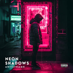 Neon Shadows Cyberpunk Dark Trap Hip Hop Cover Art - for Dark Synth, Synth-Pop Music - Cyberpunk, Cinematic Style Style - in Pink, Black Color