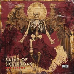 Saint of Skeletons Gothic Metal Album Cover Art - for Black Metal, Death Metal Music - style Dark Fantasy, Gothic Art - in Red, Yellow Color