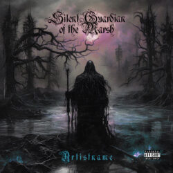 Silent Guardian of the Marsh Melodic Black Metal Album Cover Art - for Black Metal, Death Metal Music - Dark Fantasy, Dark Surrealism Style - in Black, Grey Color
