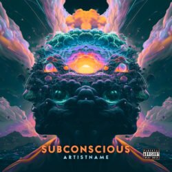 Subconscious Psychedelic Trance Album Cover Art Design - for Psychedelic Rock, Ambient Music - style Psychedelic Art, Surrealist - in Blue, Orange Color