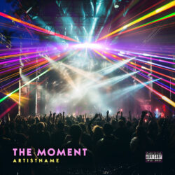 Moment Music Festival Album Cover Art Design - for EDM, Electronic Music - Photographic, Cinematic Style Style - in Black, Purple Color