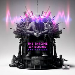Throne of Sound Urban Hip Hop Album Cover Art - for Alternative Hip-Hop, Dark Synth Music - style Cinematic Style, Conceptual Art - in Pink, Black Color