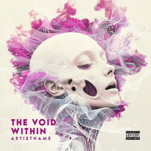 Void Within Psychedelic Industrial Techno Album Cover Art - for Ambient, Dark Pop Music - style Surrealist, Conceptual Art - in Pink, Purple Color