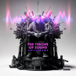 Throne of Sound Urban Hip Hop Album Cover Art - for Electronic, Industrial Music - 3D Render, Digital Art Style - in Black, Grey Color